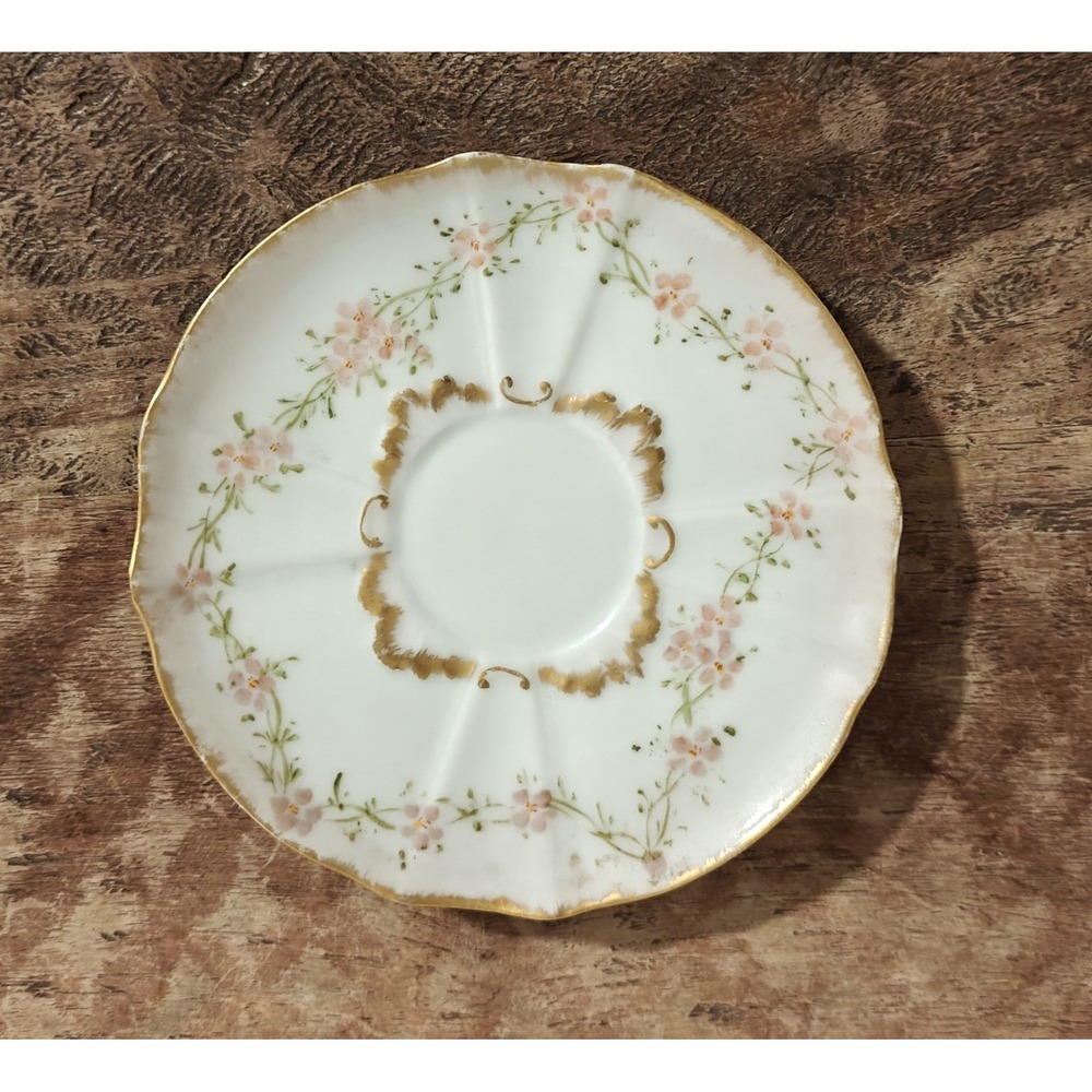 Antique Limoges France Saucer Small Trinket Plate Floral Roses